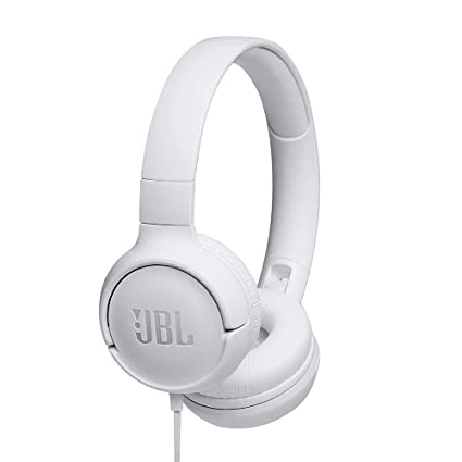 JBL Tune 500, Wired On Ear Headphone with Mic, Headphones for Work from Home, Conference Calls, Online Learning & Teaching, Pure Bass Sound, One Button Multi-Function Remote (white)