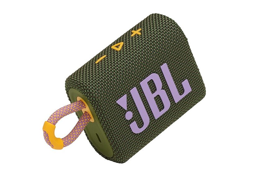 JBL Go 3: Portable BT Speaker, Pro Sound, Waterproof, Type C (Without Mic, Green)