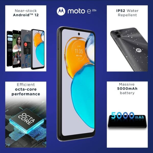 Motorola E22s (Eco Black, 4 GB RAM | 64 GB ROM | Expandable Upto 1 TB)