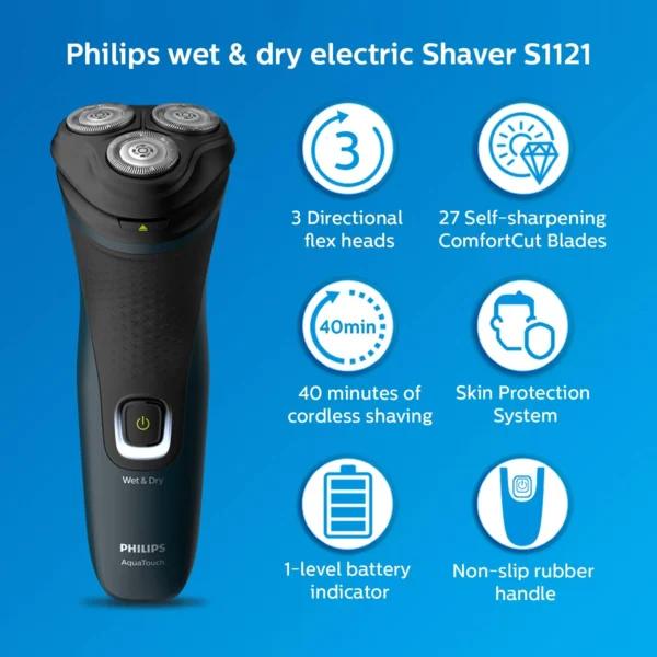 Philips S1121/45 Cordless Electric Shaver Up to 40 Min of Shaving